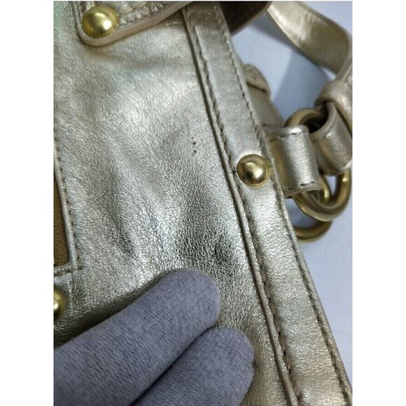 Coach Lily Legacy Metallic Gold Leather Ltd Ed TurnLock Tote Shoulder Bag - $580 - Picture 5 of 14